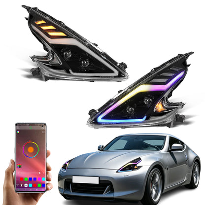 Full LED Headlights Assembly for 2008-2020 Nissan 370Z Fairlady Z34 | Sequential Turn Signal