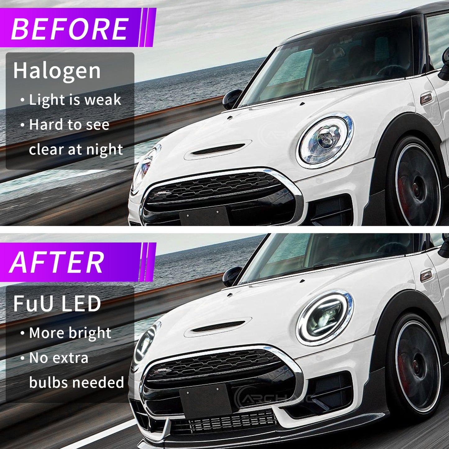 Archaic LED Headlight Assembly For Mini Cooper F56 F55 F57 2014-2024 Clubman F54