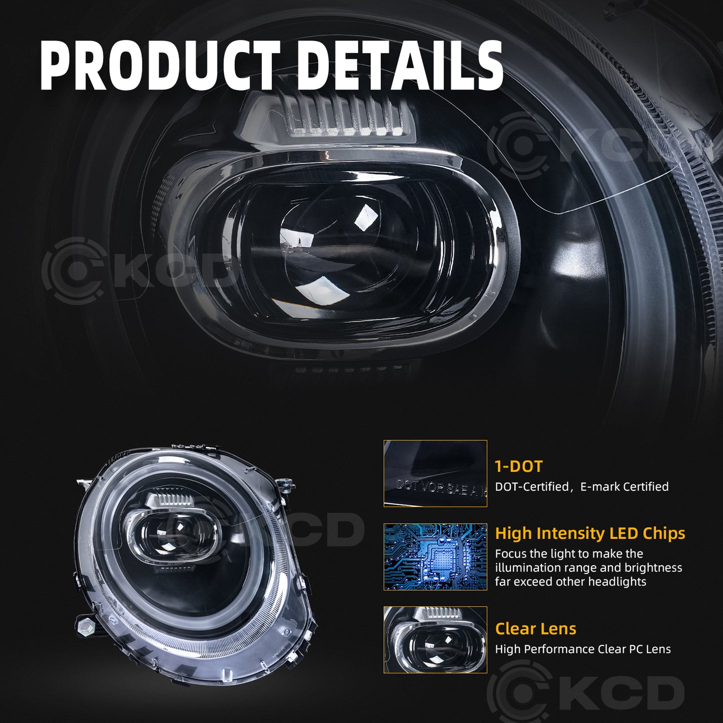 Archaic LED Headlight Assembly For Mini Cooper R55 R56 R57 R58 R59 2007-2015