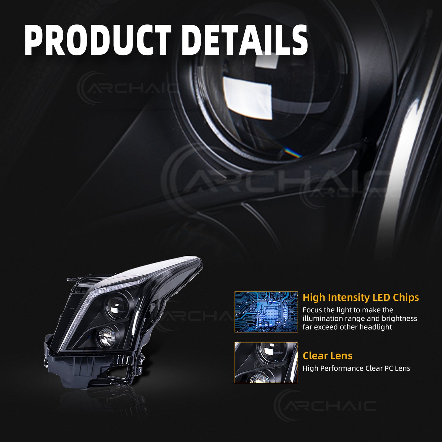 Archaic LED Headlight Assembly For Cadillac ATS 2013-2019