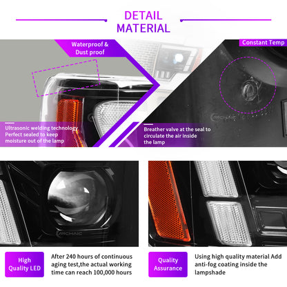 Archaic Full LED Projector Headlights For Ford F-150 2009–2014 | White/Amber DRLs