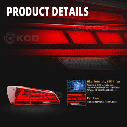 Archaic LED Taillight Assembly For Lexus IS250 2006-2012 Startup Animation