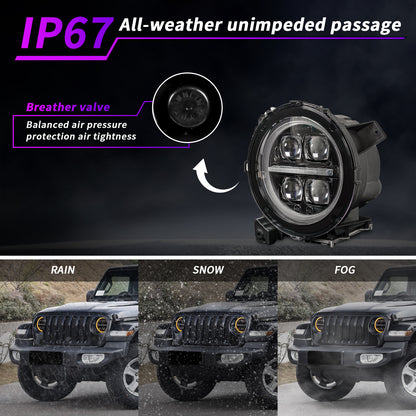 Archaic App-Controlled LED Projector Headlights for Jeep Wrangler JL JLU & Gladiator JT