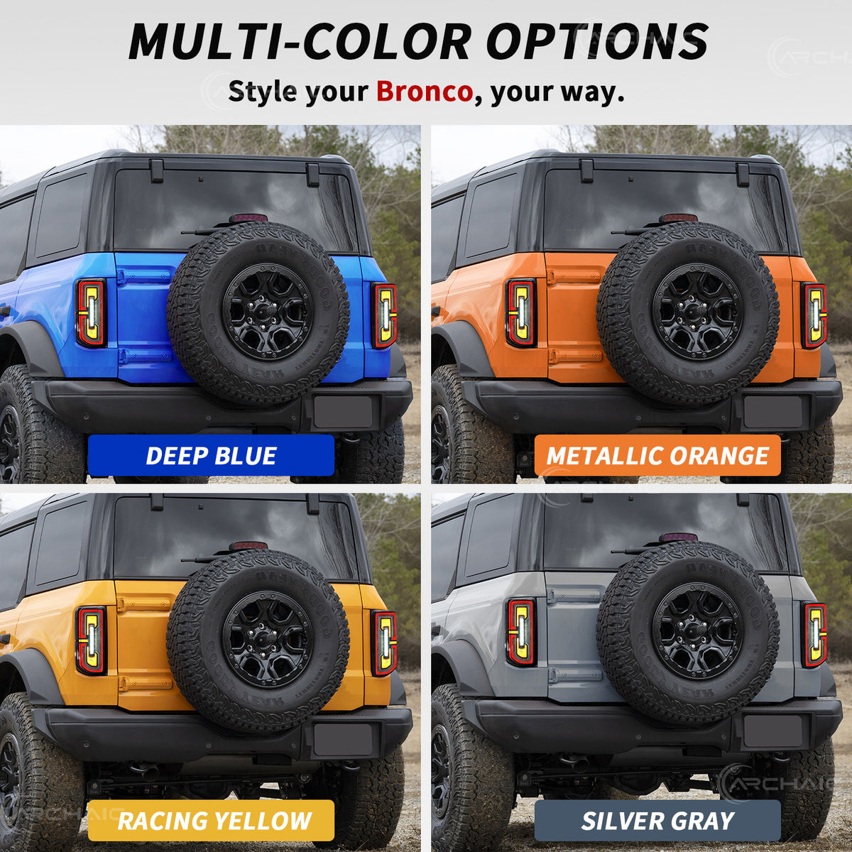 Archaic Full LED Tail Lights for Ford Bronco 2021–2026 | Sequential Turn Signals