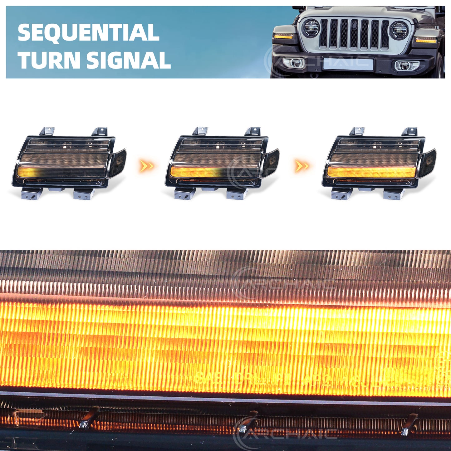 LED Fender Flare Turn Signal Lights for Jeep Wrangler JL Gladiator JT | Sequential Dynamic Amber Marker Lights