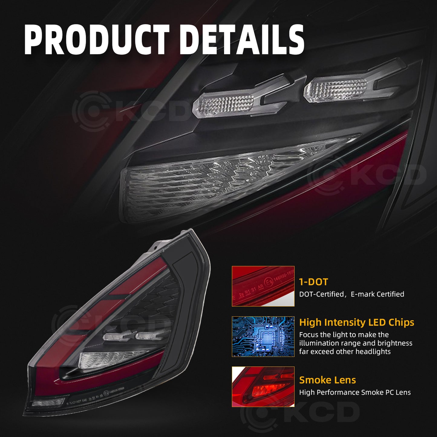 Archaic LED Taillight Assembly For Ford Fiesta Hatchback 2009-2012