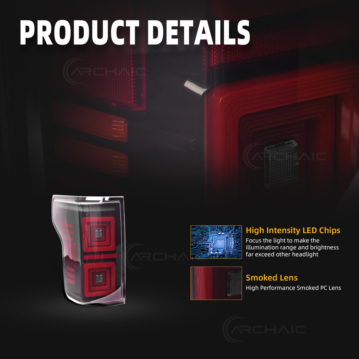 Archaic LED Tail Lights For Ford F150 Platinum/XLT/Limited 2015-2020,only for OE Halogen