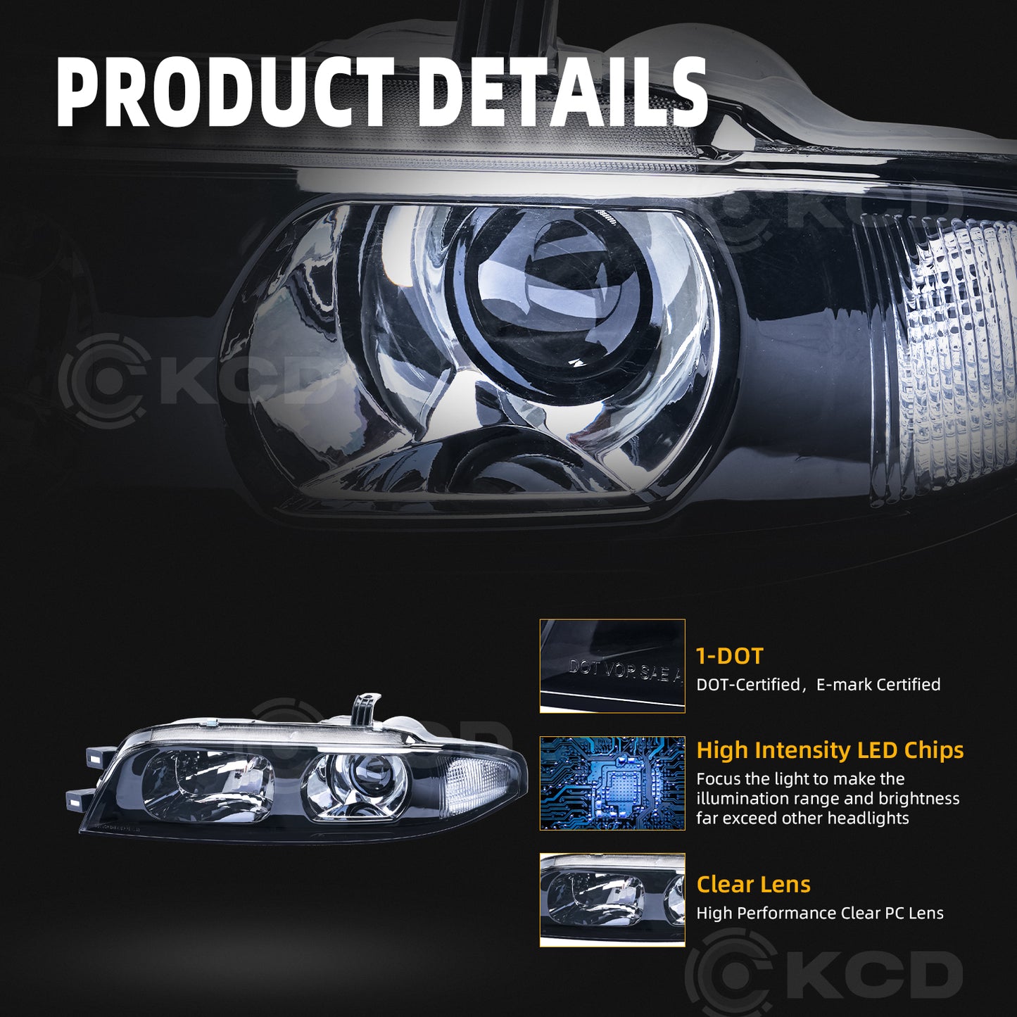 Archaic Headlight Assembly For Nissan Skyline R33 GTS GTST Pre-facelift 1993-1996,w/ Blub