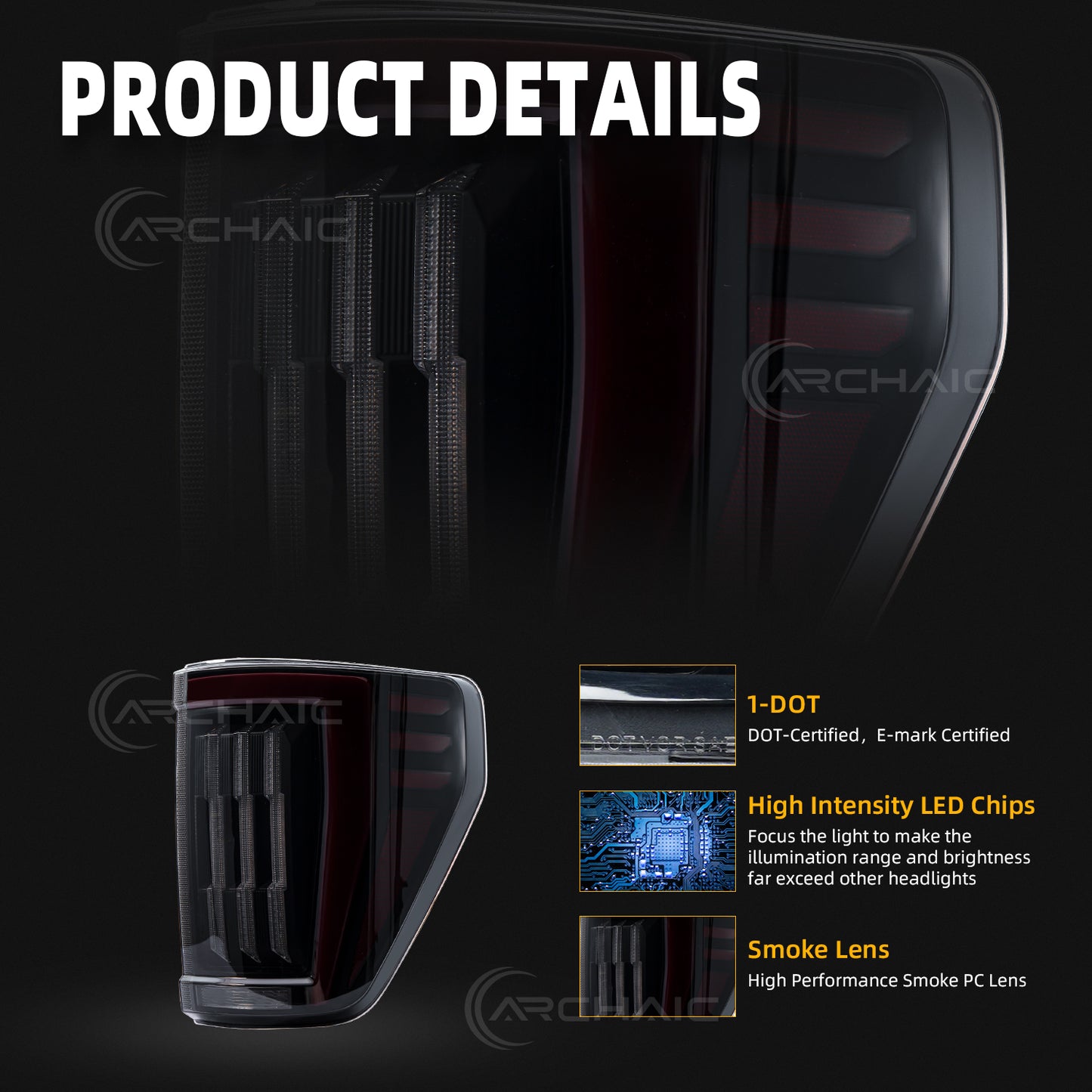 Archaic LED Tail Lights For Ford F-150 F150 XL STX 2021-2023,w Sequential Turn Signal and Startup Animation