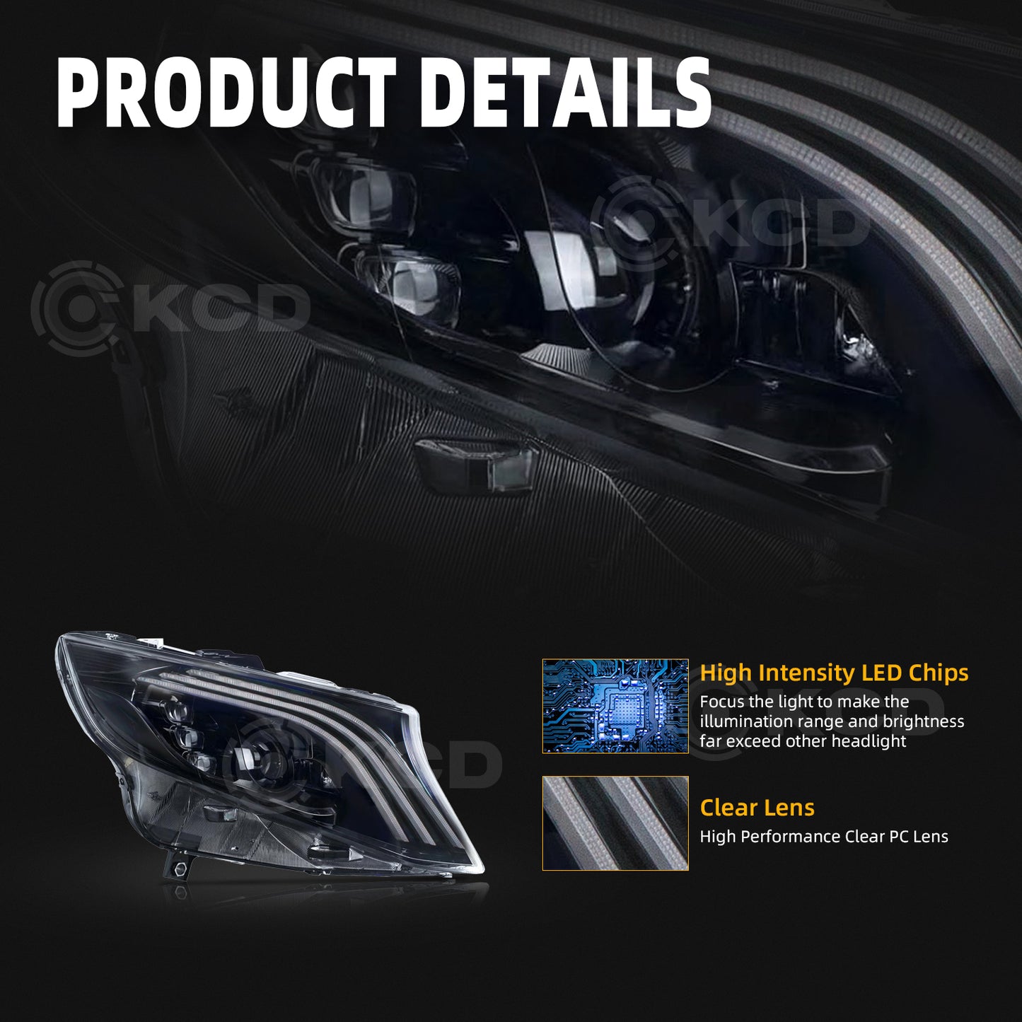 Archaic LED Headlight Assembly For Mercedes-Benz Vito 2016-2020