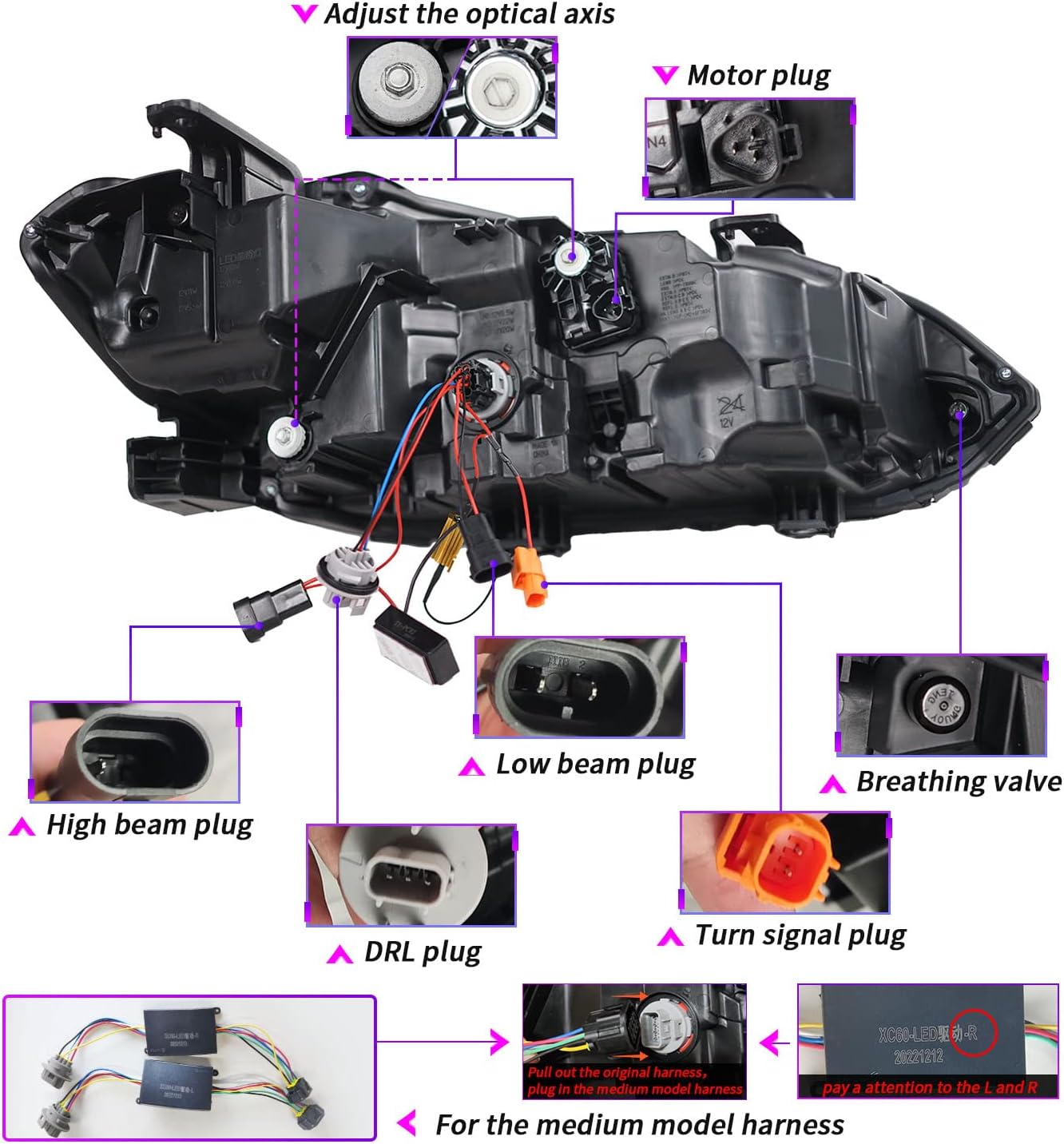 Archaic LED Headlight Assembly For 11th Gen Honda Civic 2022-2025 Startup Animation DRL
