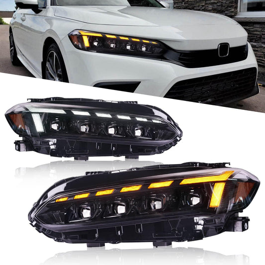 Archaic LED Headlight Assembly For 11th Gen Honda Civic 2022-2025 Startup Animation DRL