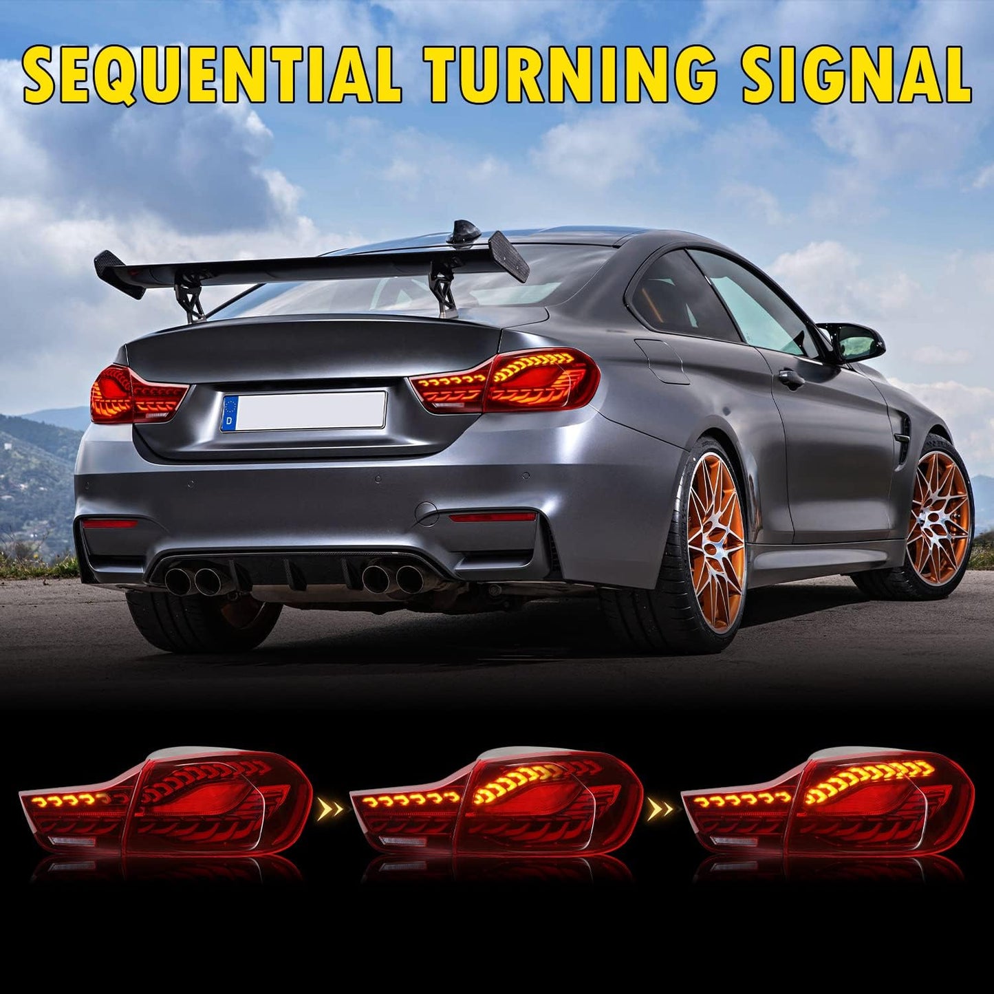 Archaic LED GTS Tail lights for BMW 4 Series F36 F32 F33 F82 F83 M4 2014-2020,with Sequential Turn Signal and Startup Animation