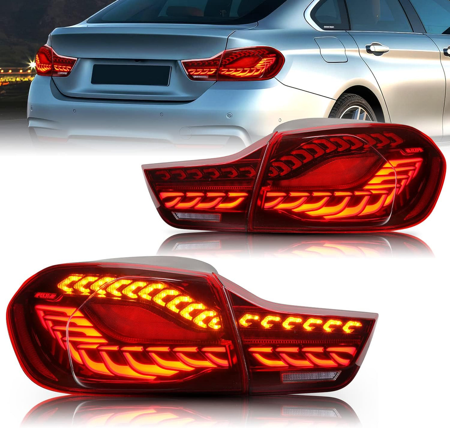 Archaic LED GTS Tail lights for BMW 4 Series F36 F32 F33 F82 F83 M4 2014-2020,with Sequential Turn Signal and Startup Animation