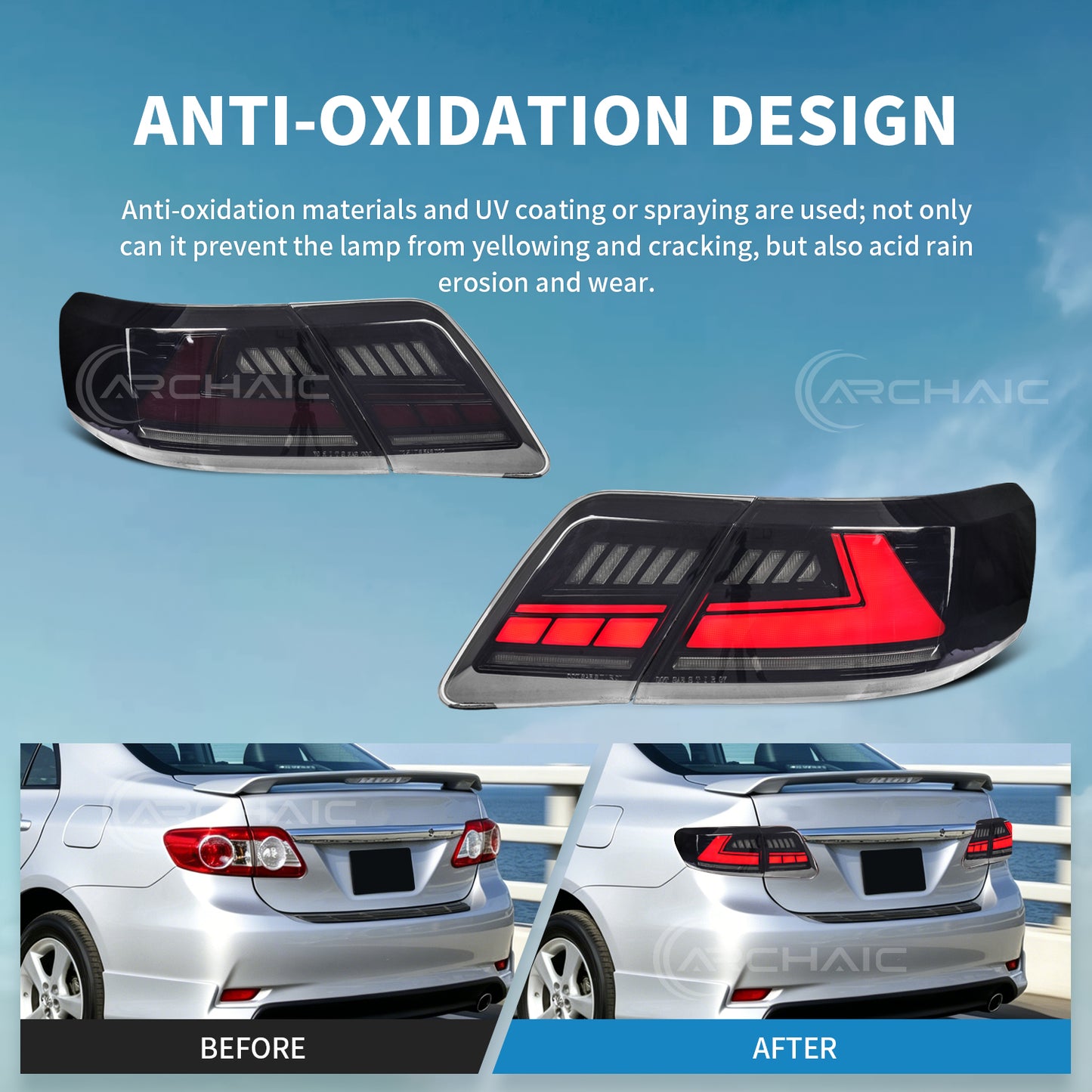 LED Tail Lights for Toyota Camry XV40 2007-2011 Seden CE /LE/SE/XLE,Rear Lamp with Sequential turn signal and Startup Animiation