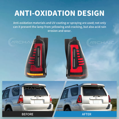Pair LED Tail Lights For 2003-2009 4th Gen Toyota 4Runner,Rear Lamps with Startup Animation and Sequential Turn Signal