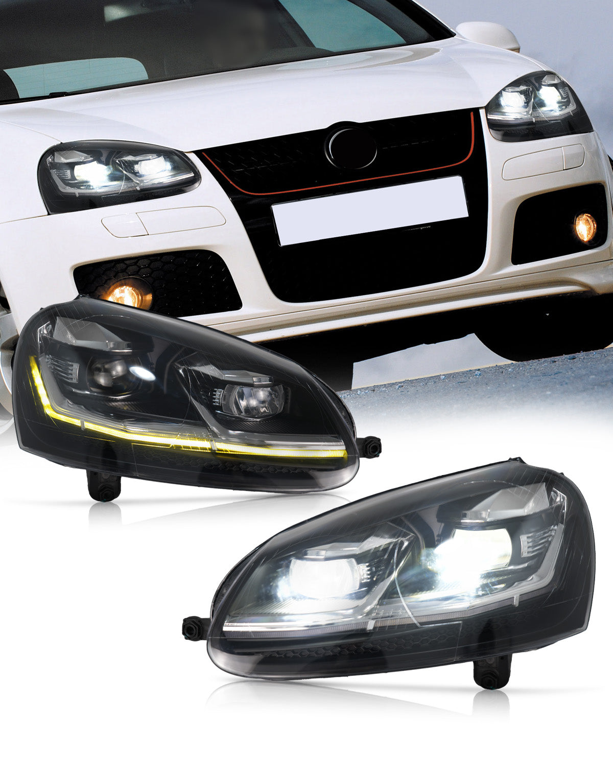 Archaic LED Projector Headlights for Volkswagen Golf MK5 Rabbit 2006–2010