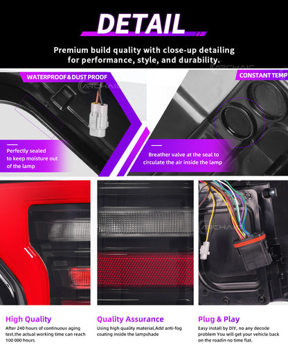 Archaic LED Tail Lights for Ford F-150 2015–2020 & Raptor 2017–2020