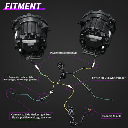 Archaic App-Controlled LED Projector Headlights for Jeep Wrangler JL JLU & Gladiator JT