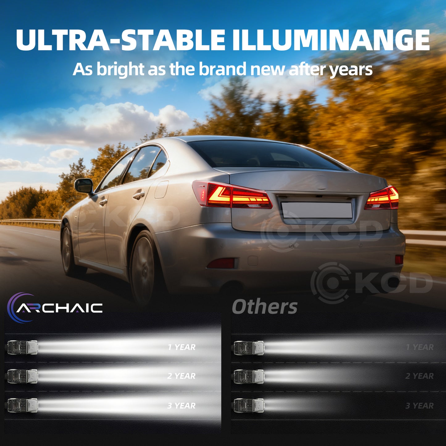 Archaic LED Taillight Assembly For Lexus IS250 2006-2012 Startup Animation
