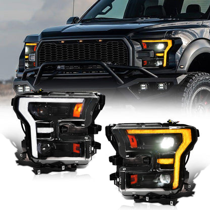 Archaic Full LED Headlights for Ford F-150 2015–2017 & Raptor 2017–2020 | Amber/White DRLs