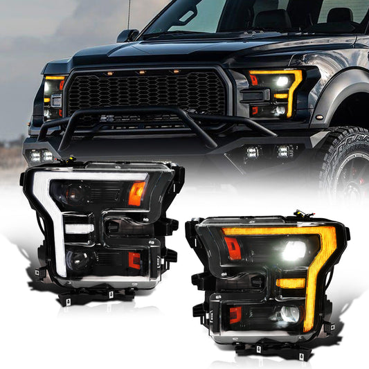 Archaic Full LED Headlights for Ford F-150 2015–2017 & Raptor 2017–2020 | Amber/White DRLs