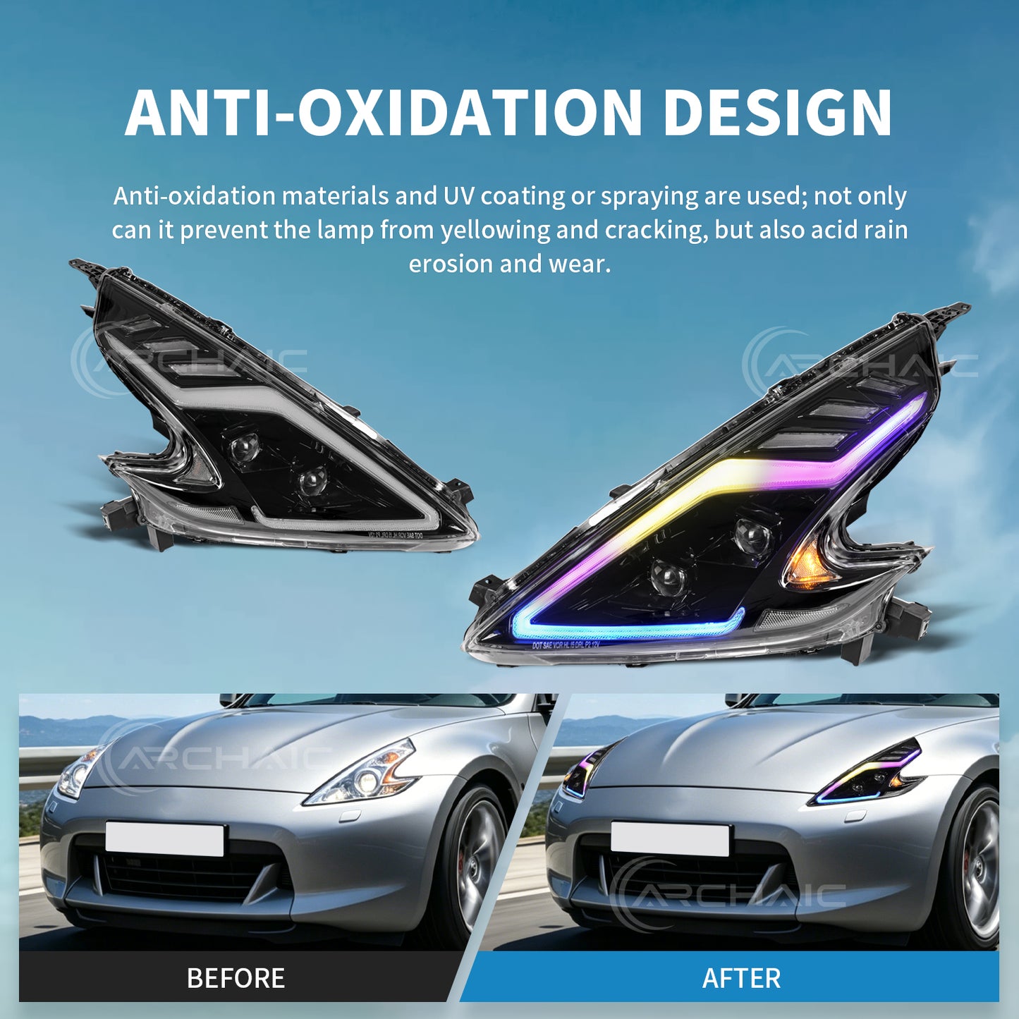 Full LED Headlights Assembly for 2008-2020 Nissan 370Z Fairlady Z34 | Sequential Turn Signal