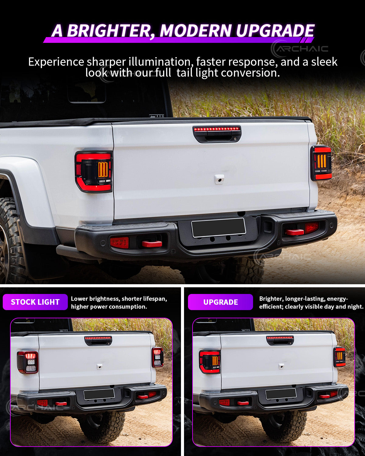 "Bold Rear Signature" Smoked LED Tail Lights for Jeep Gladiator JT 2020–2026