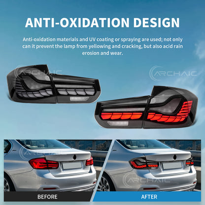 Archaic LED GTS Tail lights for BMW 3 Series F30 F80 M3 2013-2018,with Sequential Turn Signal and Startup Animation