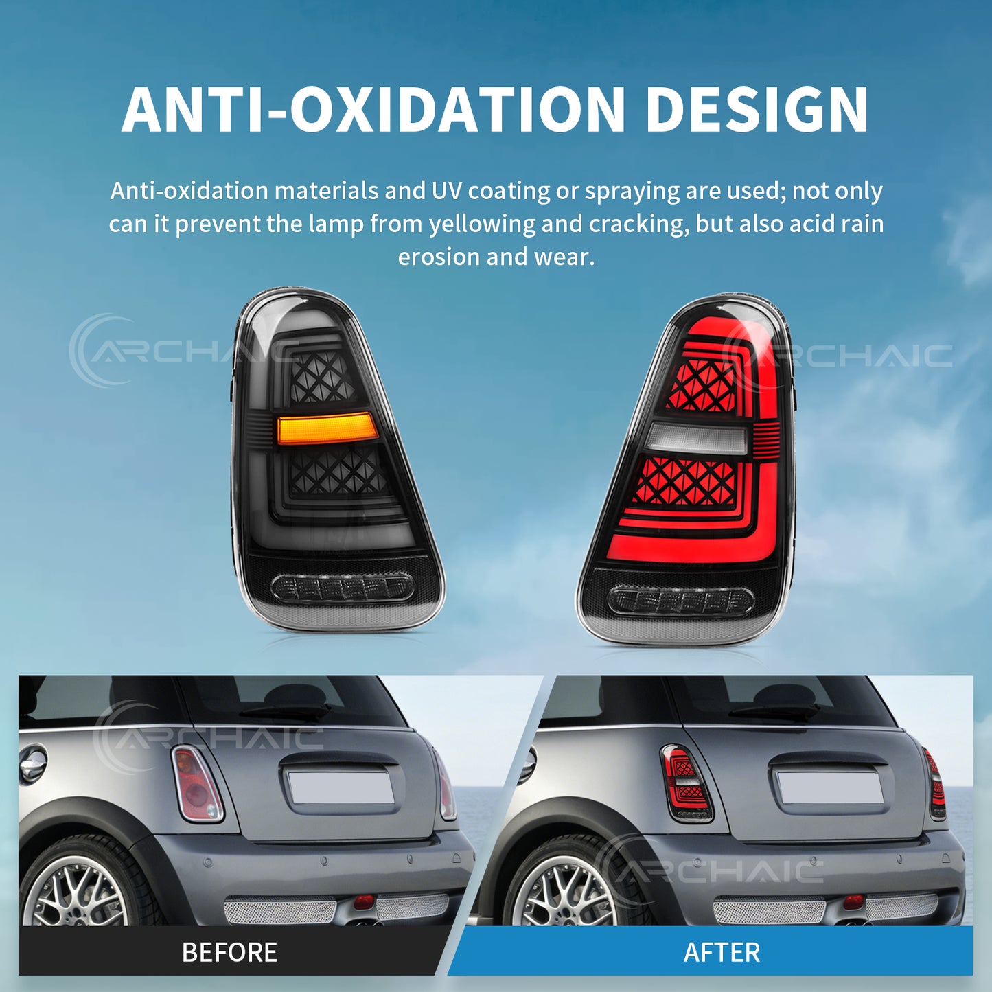 Archaic LED Sequential Tail Lights For 2001-2007 Mini Cooper R50 R52 R53