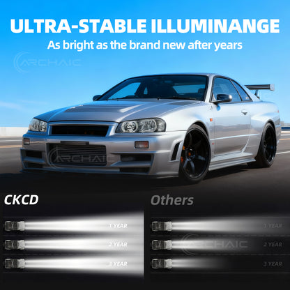 Archaic LED Headlight Assembly For Nissan Skyline R34 GT-R GTT BNR34 ER34 ENR34 HR34 1998-2002