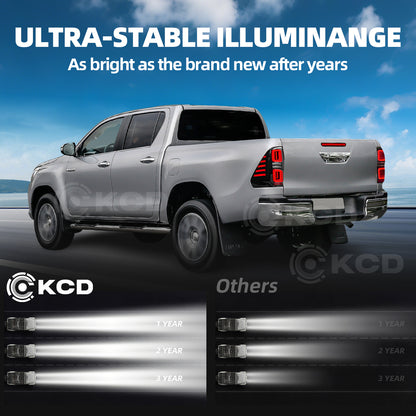 Archaic LED Taillight Assembly For Toyota Hilux 2015-2022 Startup Animation