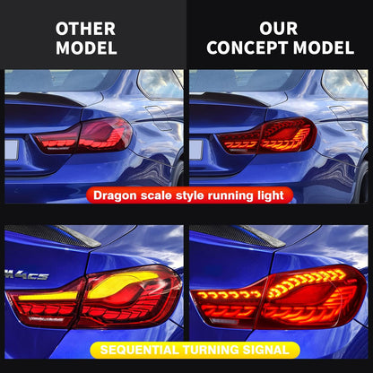 Archaic LED GTS Tail lights for BMW 4 Series F36 F32 F33 F82 F83 M4 2014-2020,with Sequential Turn Signal and Startup Animation