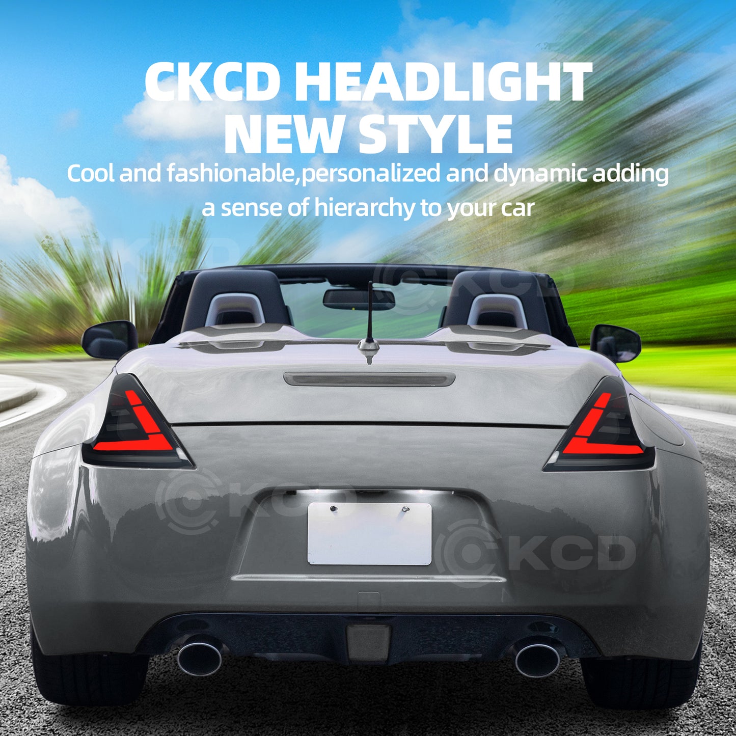 Archaic LED Tail Lights for 2008-2020 Nissan 370Z Z34, Sequential Turn Signals Rear Lamp Assembly (Pair)
