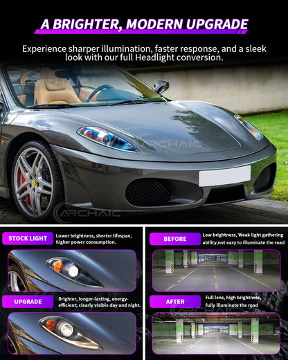 Bi-Xenon Headlights for Ferrari F430 2005-2010 | Real Carbon Fiber OEM+ Upgrade,with E-mark