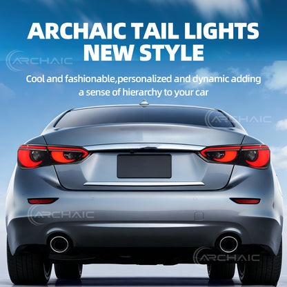 LED Tail Lights for Infiniti Q50 Sedan Skyline V37 2014-2017 | Sequential Turn Signals, Animated Startup, DRL Rear Lamp Assembly by Archaic