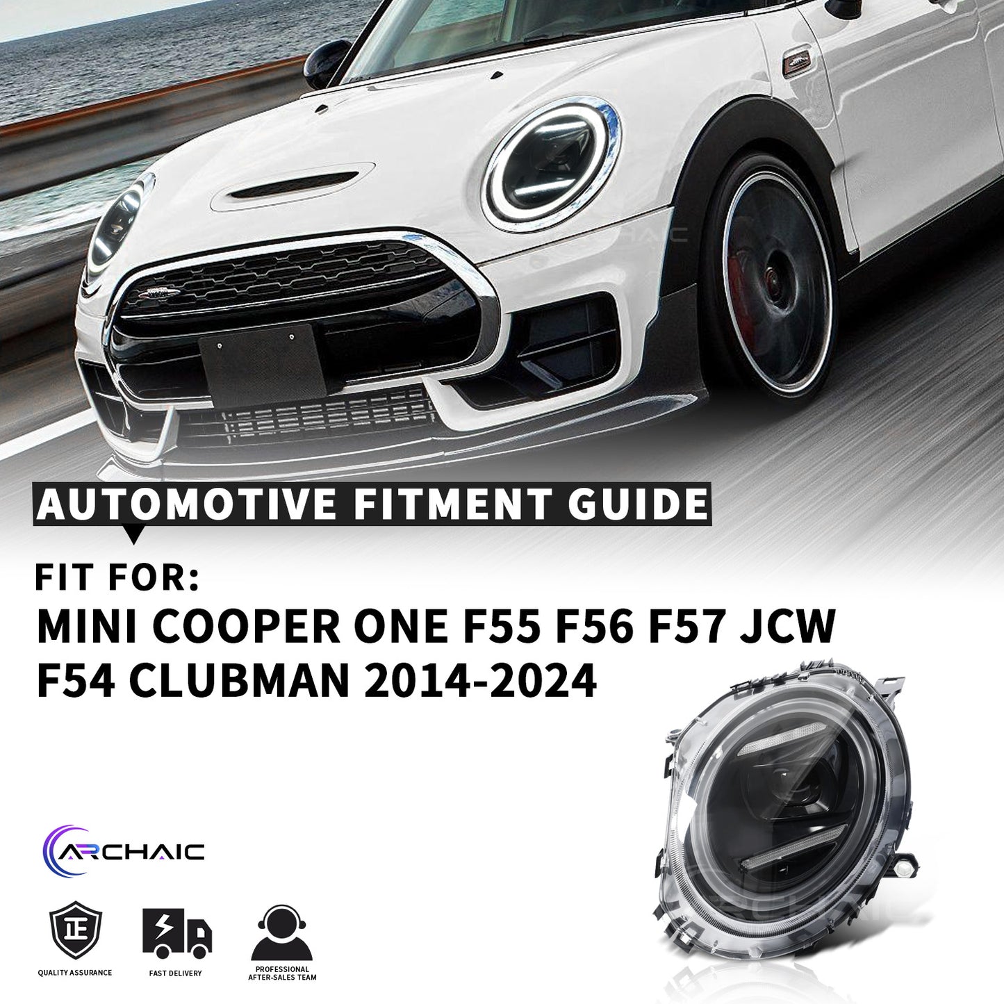 Archaic LED Headlight Assembly For Mini Cooper F56 F55 F57 2014-2024 Clubman F54