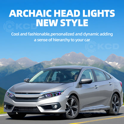 Archaic RGB Headlights Assembly For 2016-2021 Honda Civic 10th Gen | Dynamic DRL Sequential Turn Signal