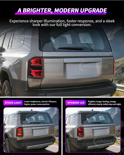 Archaic Smoked LED Tail Lights for Toyota Land Cruiser Prado LC250 2025–Up