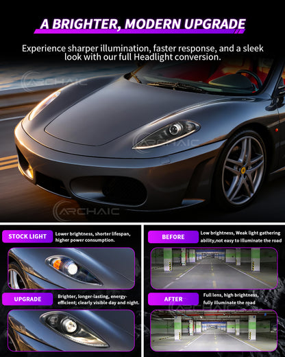 Bi-Xenon Headlights for Ferrari F430 2005-2010 | Real Carbon Fiber OEM+ Upgrade,with E-mark