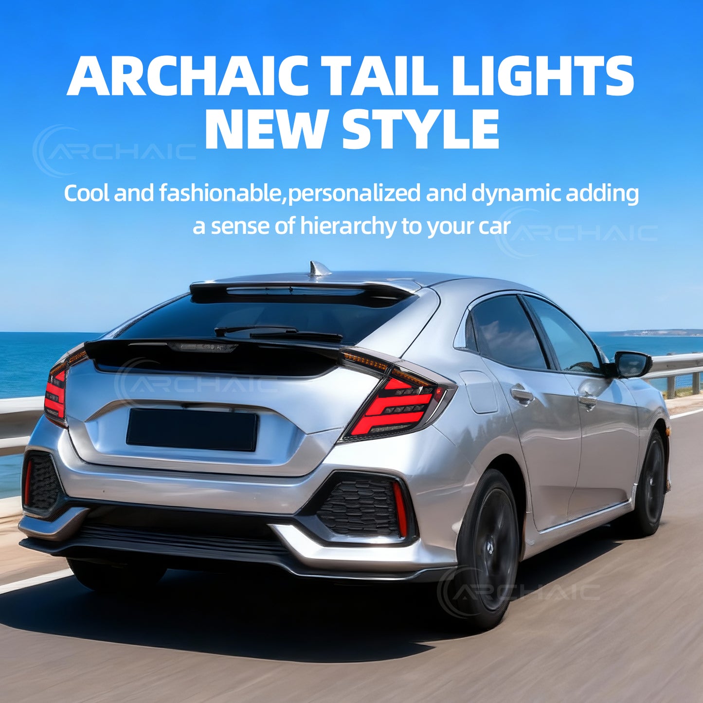 Archaic LED Tail Lights Assembly For 10th Gen Honda Civic LX EX Type R 2016-2021