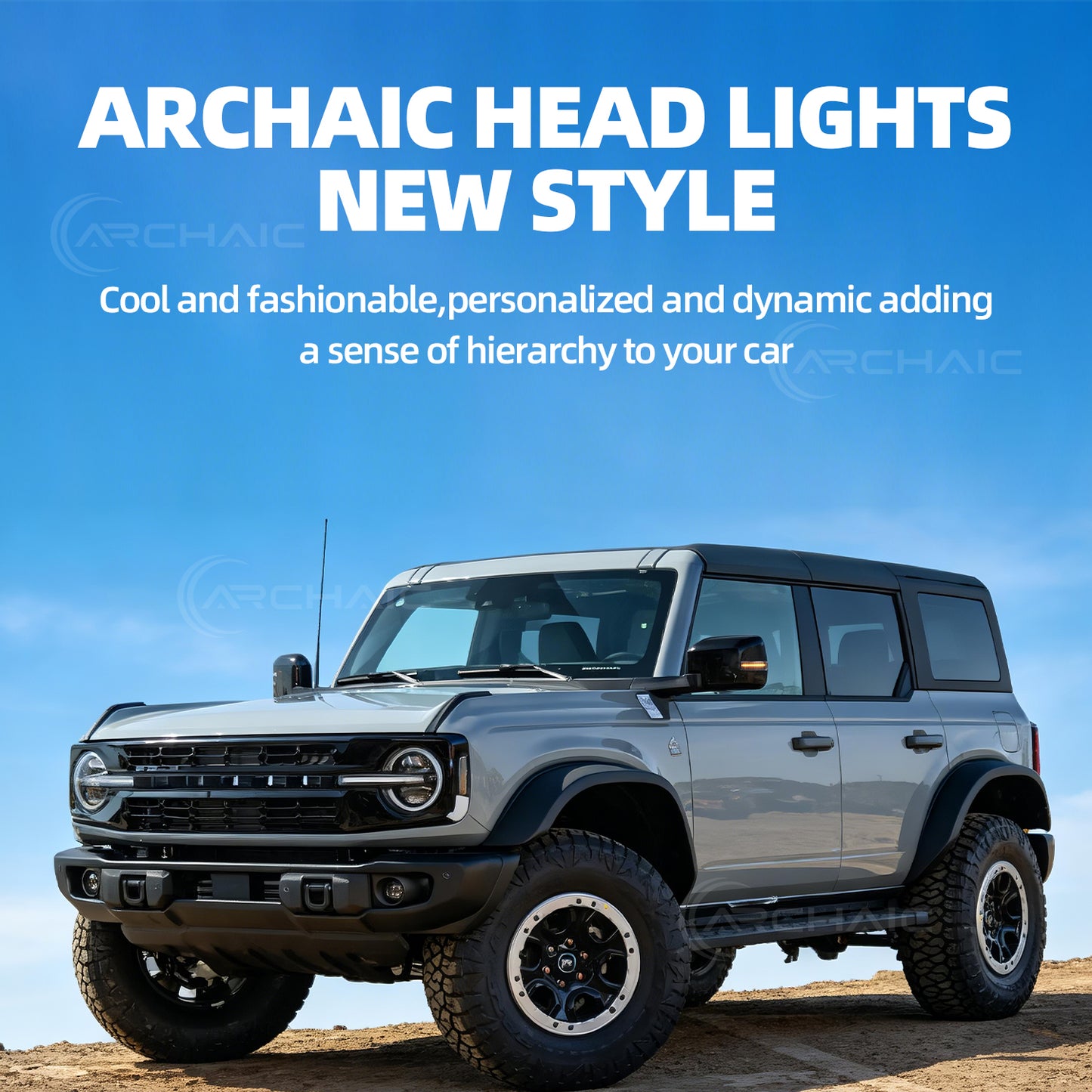 Archaic LED Side Mirror Marker Lights For 2021-2025 Ford Bronco Amber/White DRL Pair