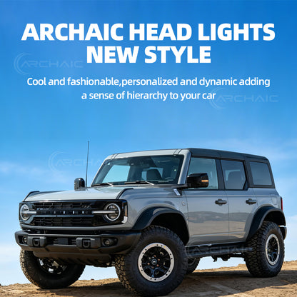Archaic LED Side Mirror Marker Lights For 2021-2025 Ford Bronco Amber/White DRL Pair