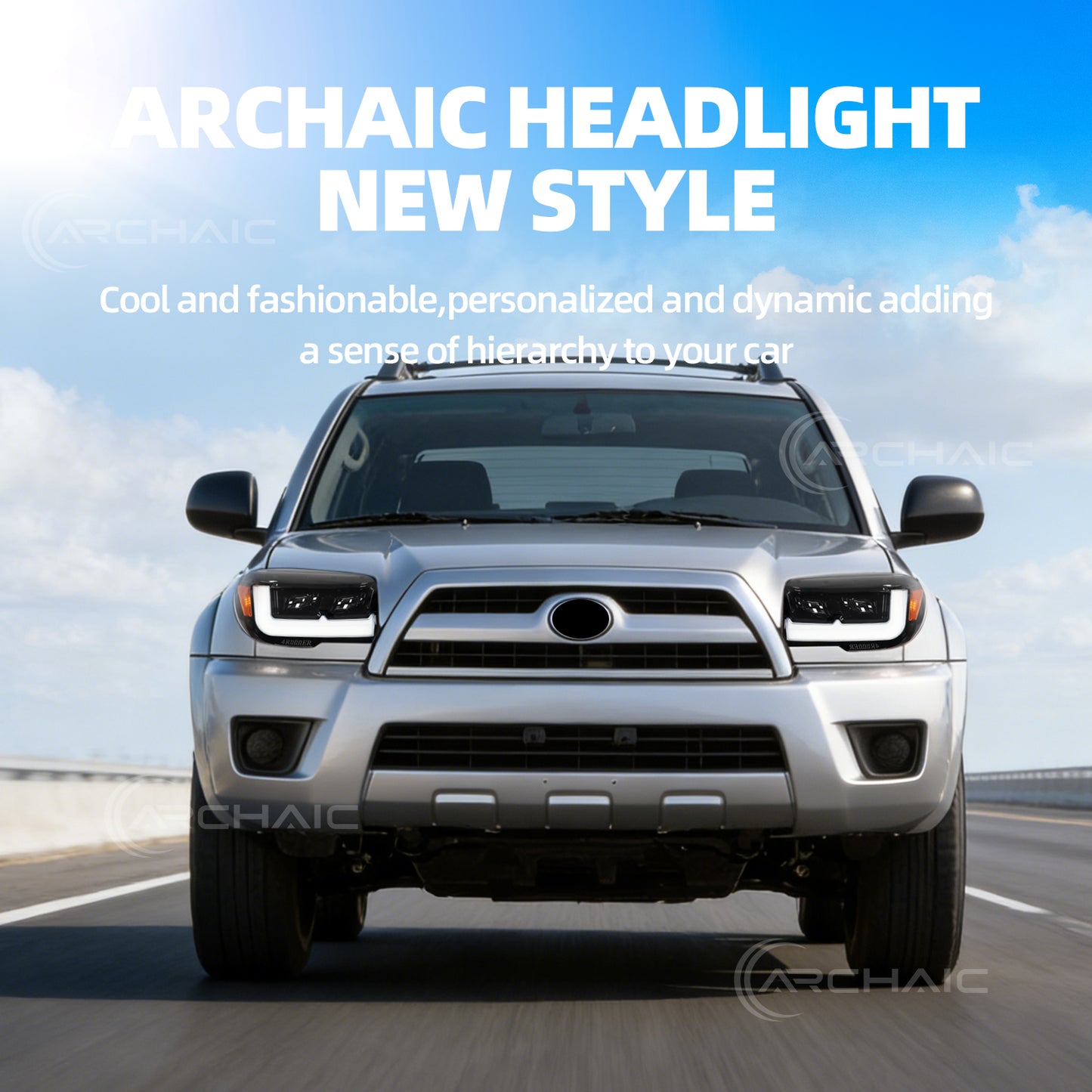 Pair LED Headlights For 2003-2009 Toyota 4Runner,Front Light w/LED Sequential Turn Signal