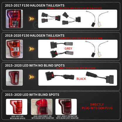 Full LED Tail Lights for 2015-2020 Ford F150 & 2017-2020 Ford Raptor | Fits Factory Halogen & OE LED w/ BLIS