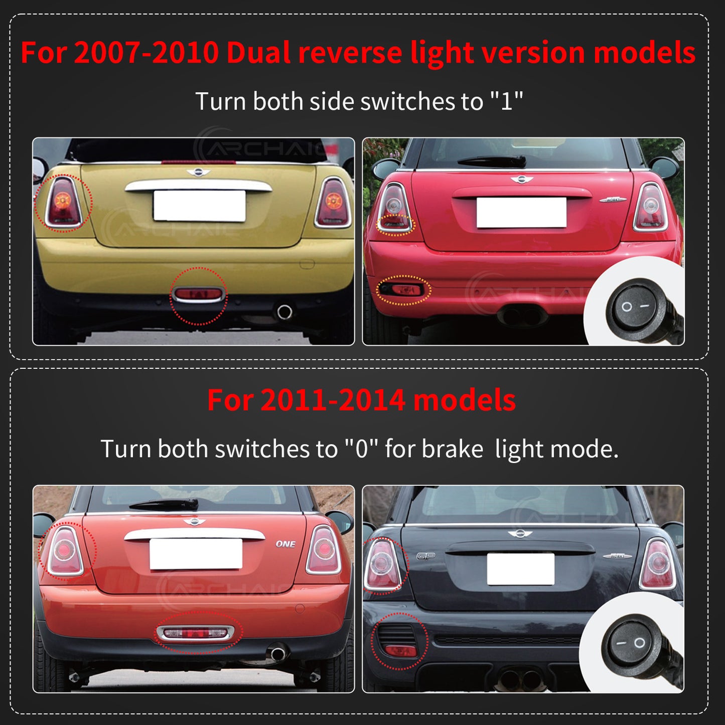 Archaic LED Tail Lights Assembly For Mini Cooper R56 R57 R58 R59 3 Models Startup Animation