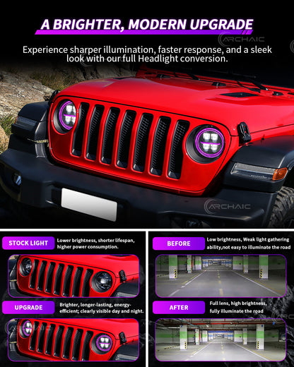 Archaic Quad-Projector LED Headlights for Jeep Wrangler JL & Gladiator JT