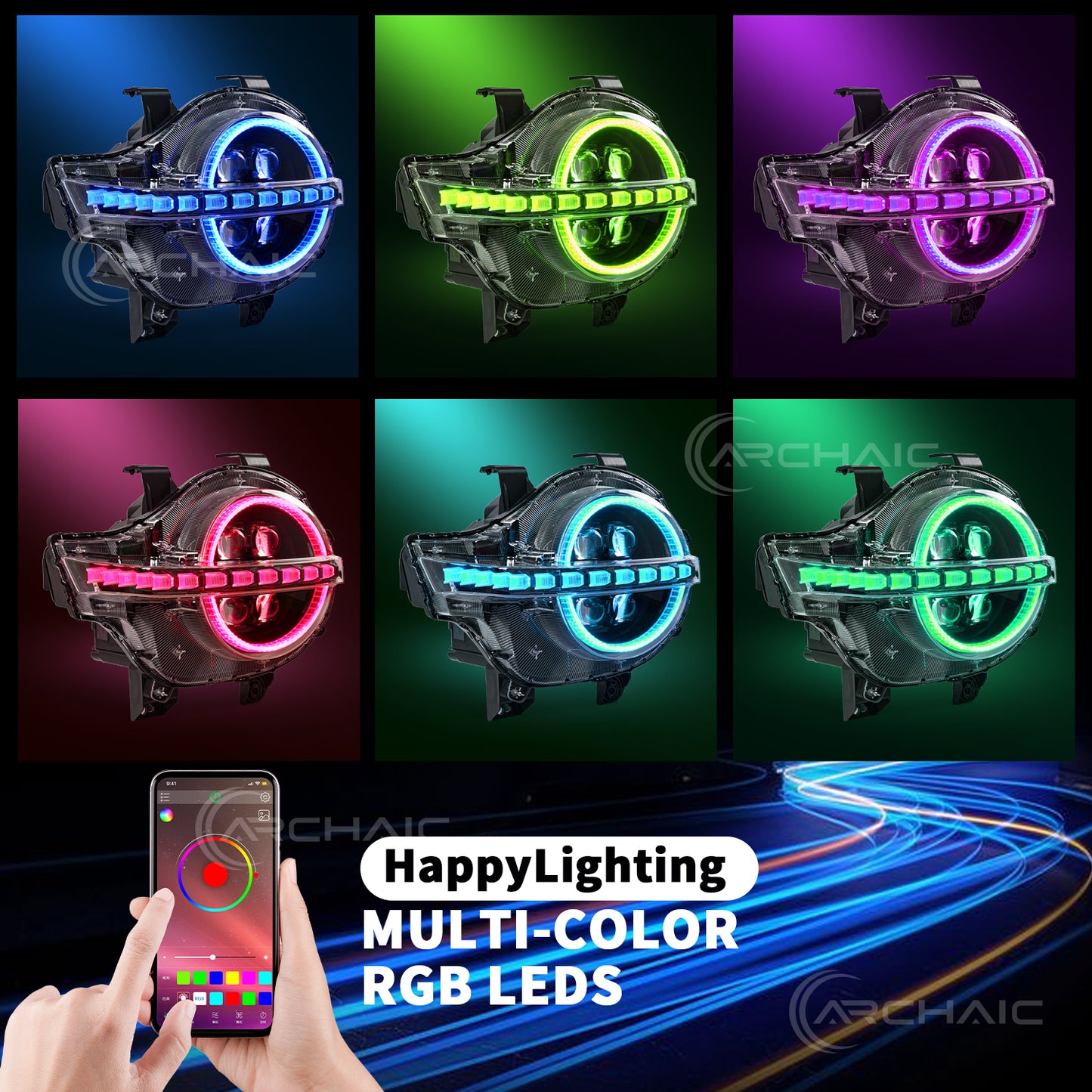 Archaic LED Headlight Assembly For GWM Tank 300 2019-2025 RGB DRL
