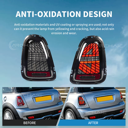 Archaic LED Tail Lights Assembly For Mini Cooper R56 R57 R58 R59 3 Models Startup Animation