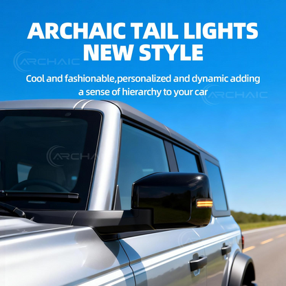 Archaic LED Side Mirror Marker Lights For 2021-2025 Ford Bronco Amber/White DRL Pair